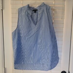 Blue Striped Sleeveless Blouse